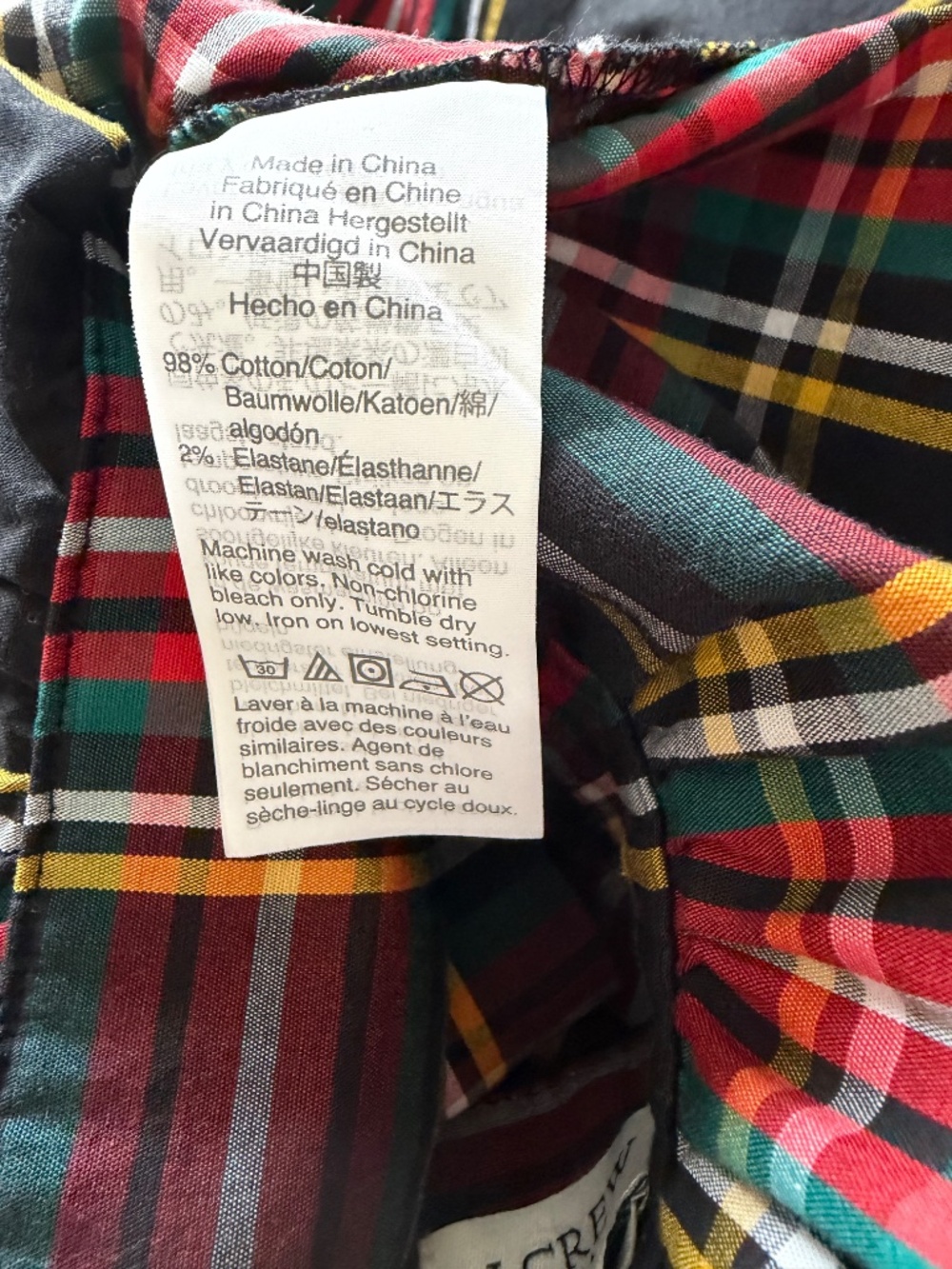 J Crew Red Tartan Plaid Skirt Attached Belt Midi Length Flounce Hem Cotton Sz 4 - Picture 15 of 16